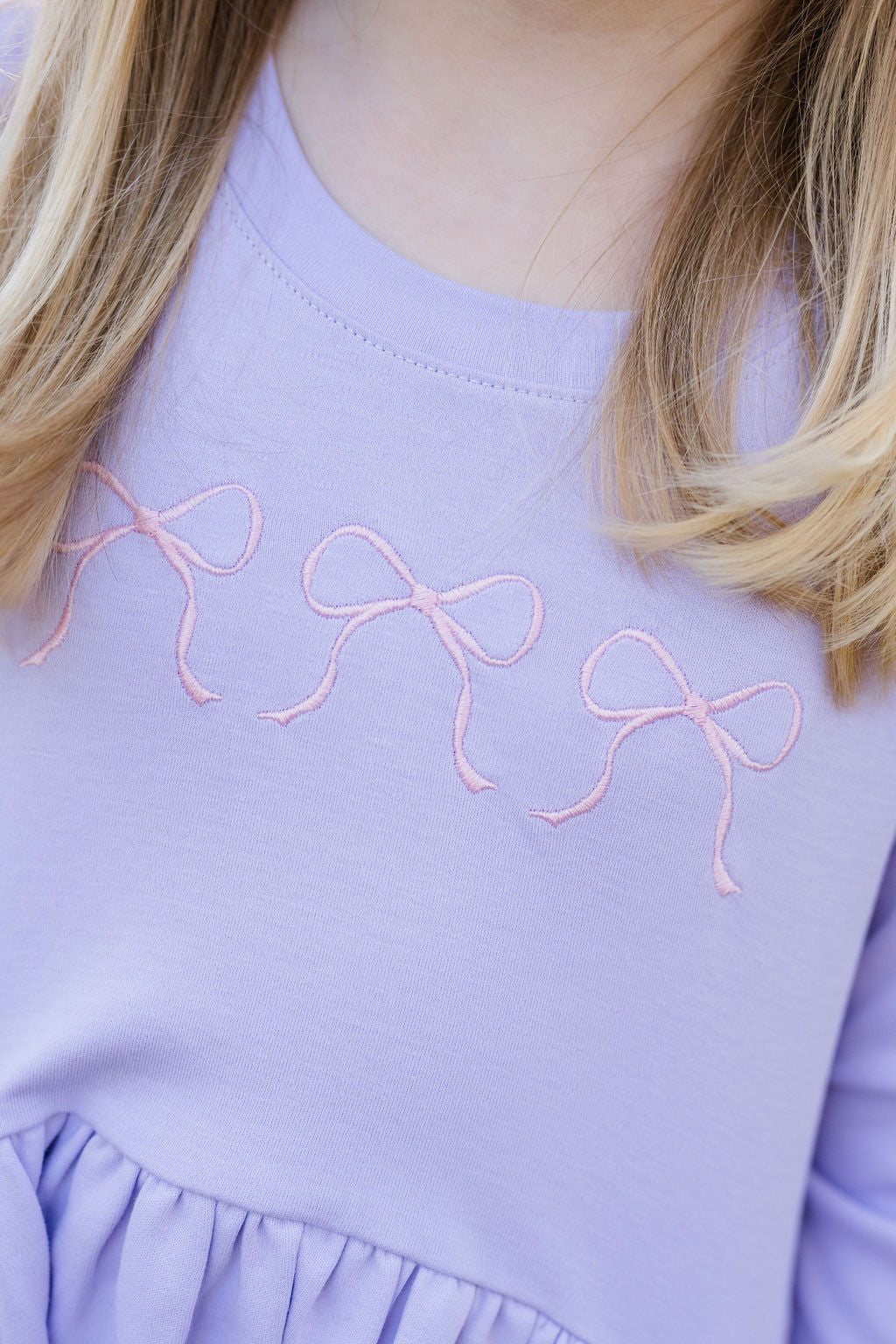 *PRE-ORDER* Sidney Sweatshirt Dress - Lavender w/ Pink Bows