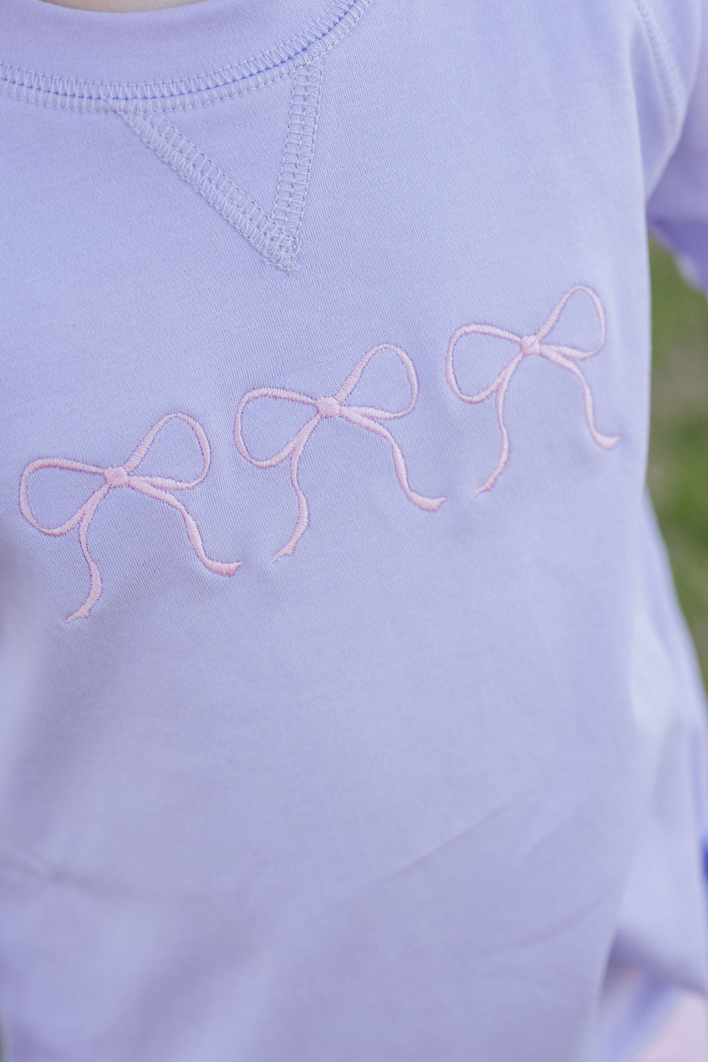 *PRE-ORDER* Sidney Sweatshirt Dress - Lavender w/ Pink Bows