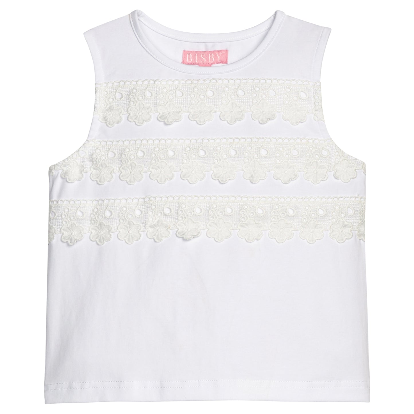 Sleeveless Tank - White Eyelet Stripe