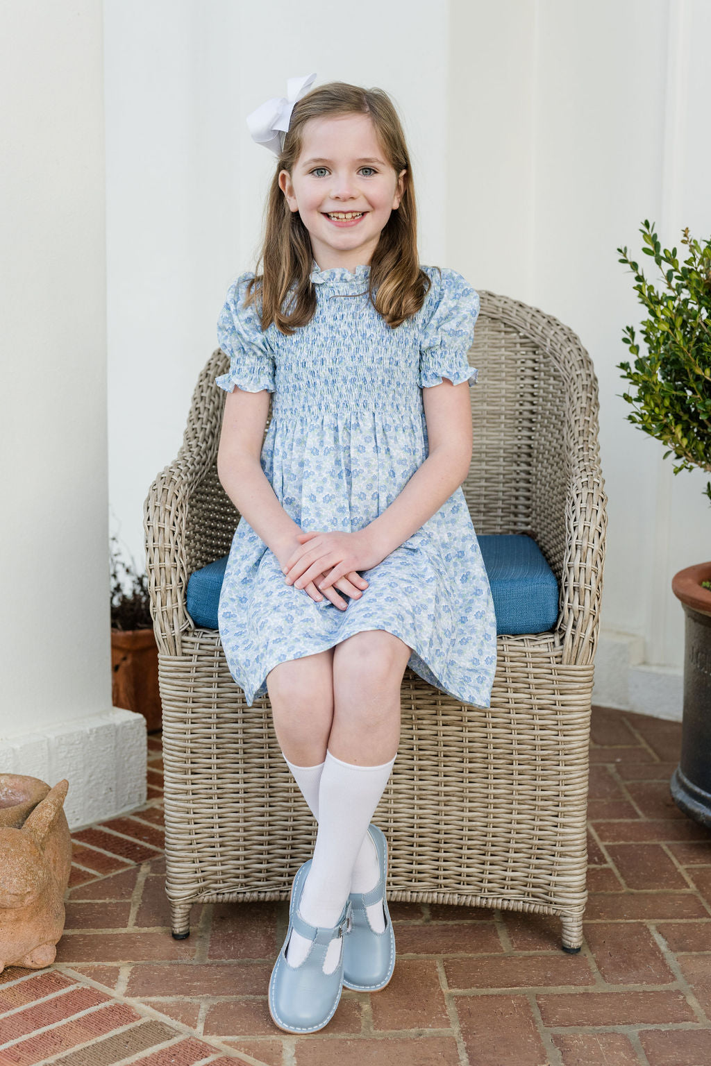 *PRE-ORDER* Smocked Dress - Blue Floral