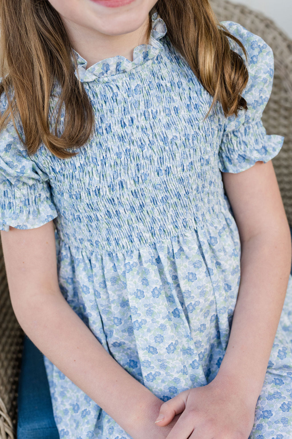 *PRE-ORDER* Smocked Dress - Blue Floral