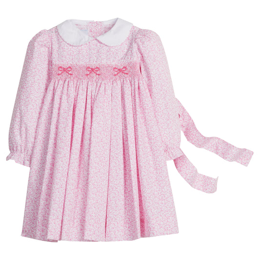Smocked Natalie Dress - Pink Vinings