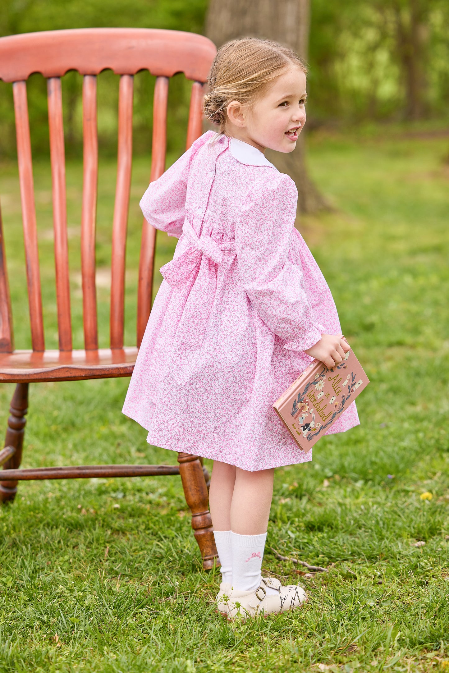 Smocked Natalie Dress - Pink Vinings