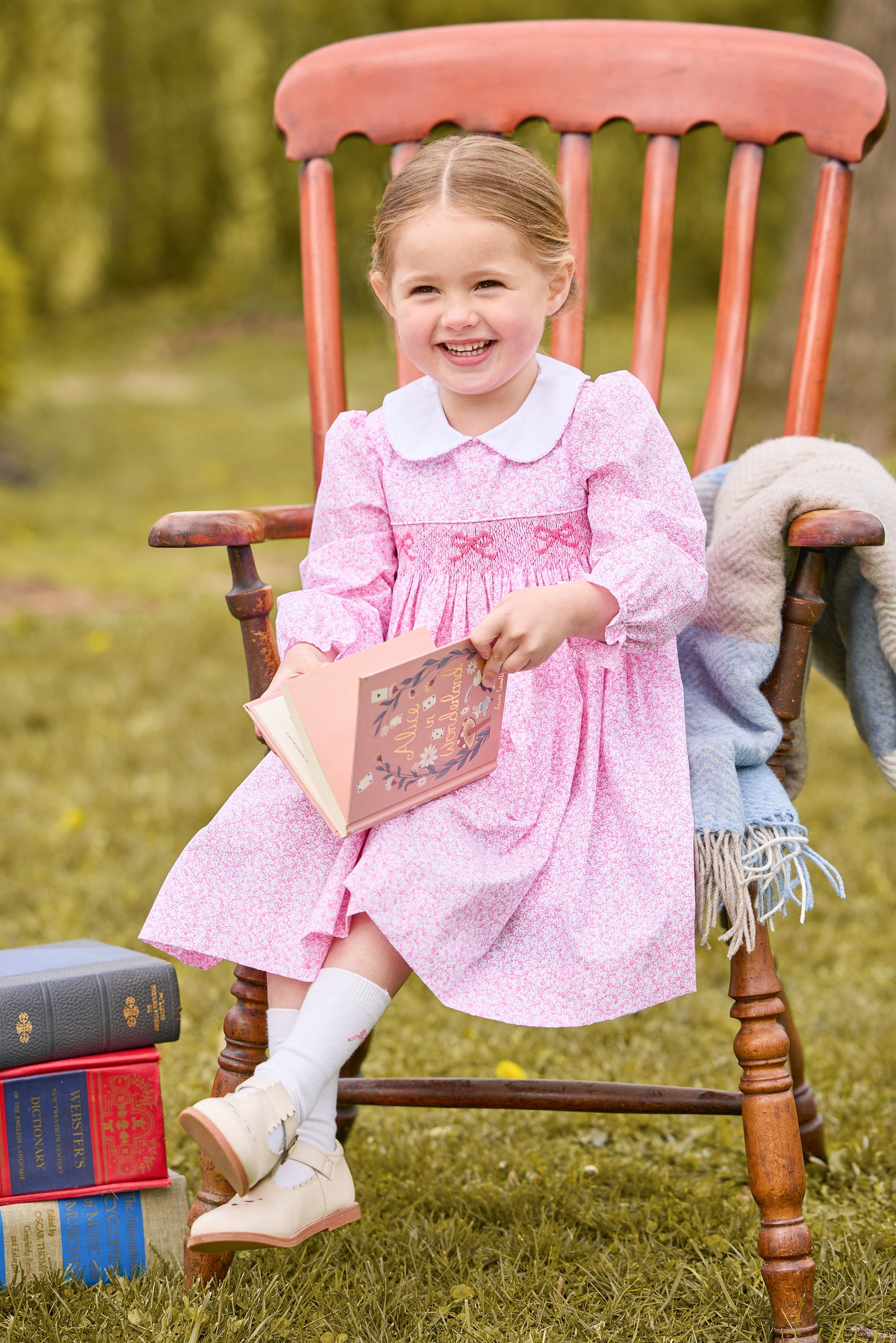 Smocked Natalie Dress - Pink Vinings