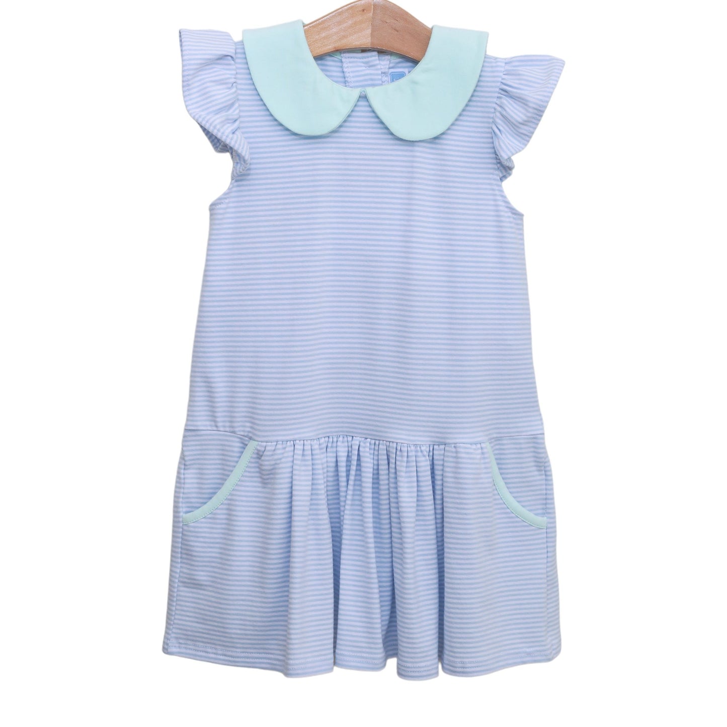 Genevieve Dress - Light Blue Stripe /Mint