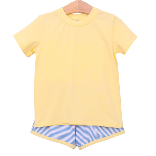 Thomas Short Set - Cornflower Stripe/Yellow