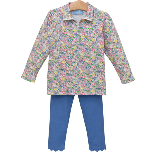 Floral 1/4 Zip Pullover Set