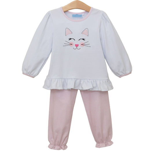 Kitten Applique Pant Set