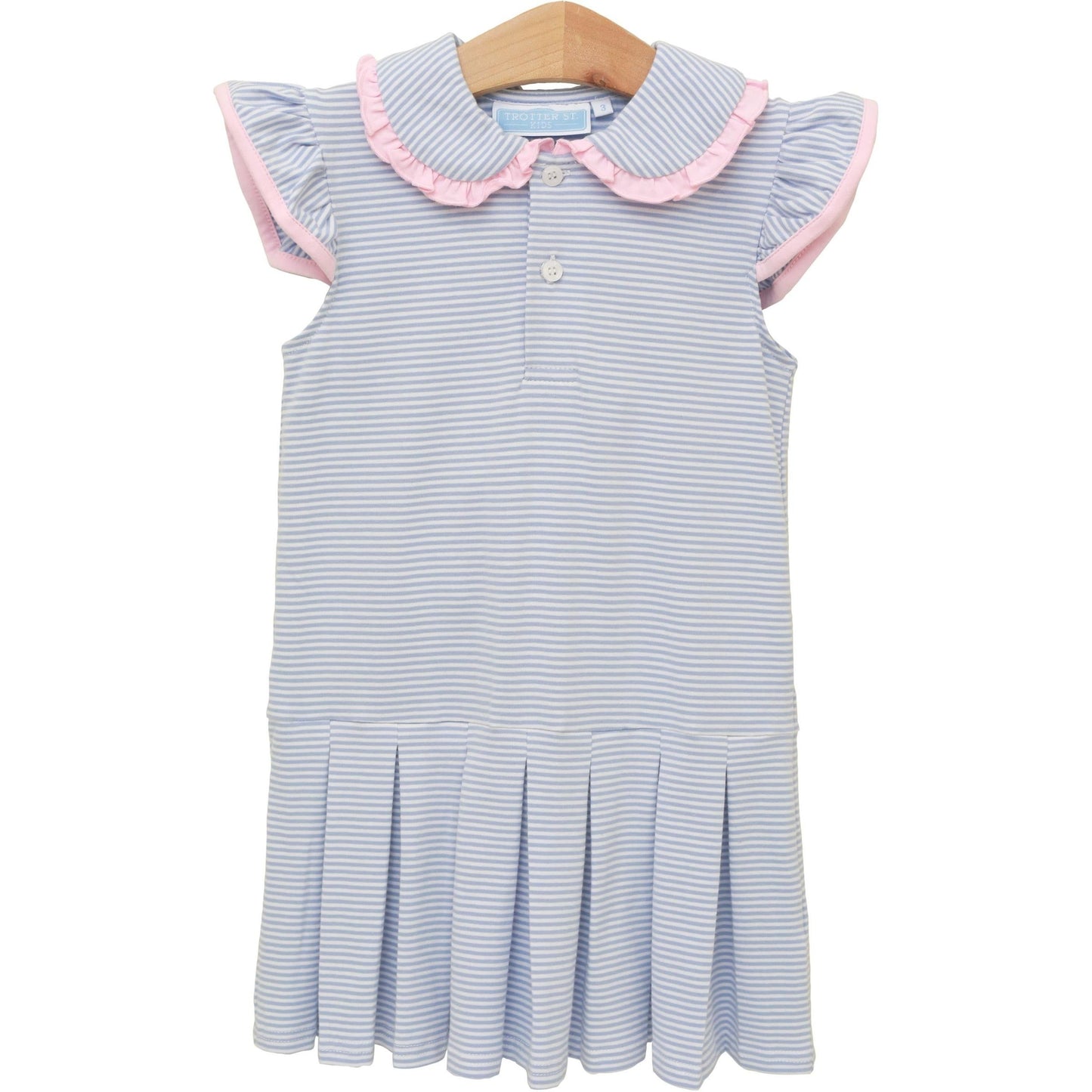 Camilla Dress - Dusty Blue Stripe/Light Pink