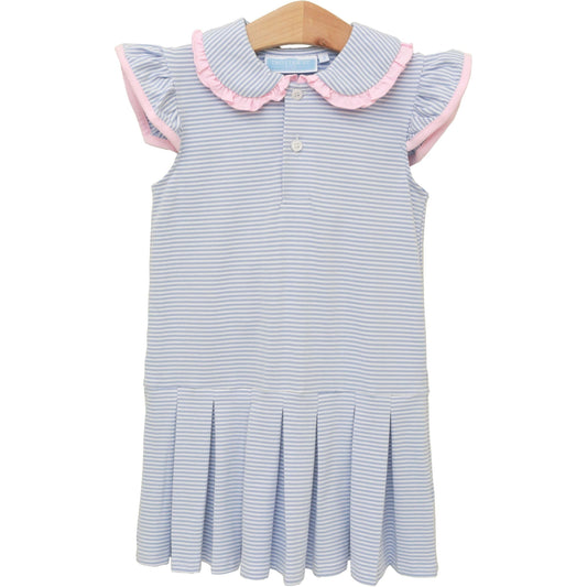 Camilla Dress - Dusty Blue Stripe/Light Pink
