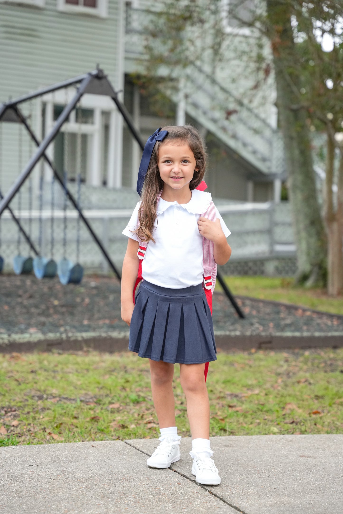 Pleat Skort- Navy