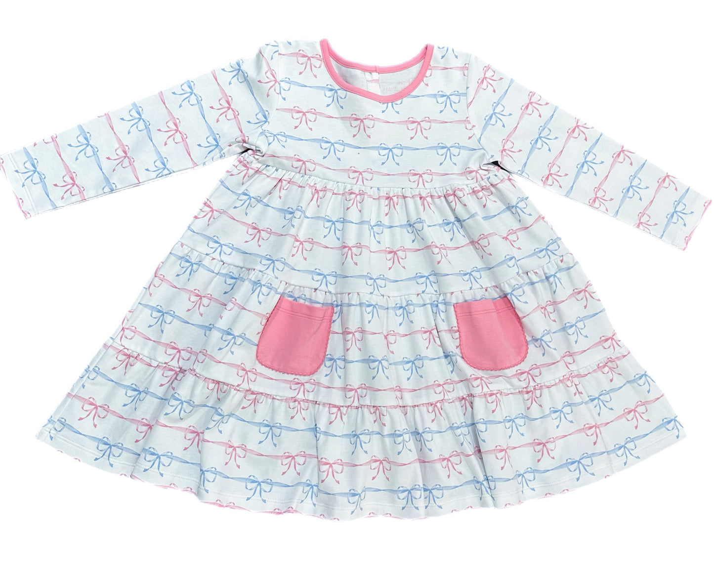 Tally Twirl Knit Dress - Pink and Blue Bows