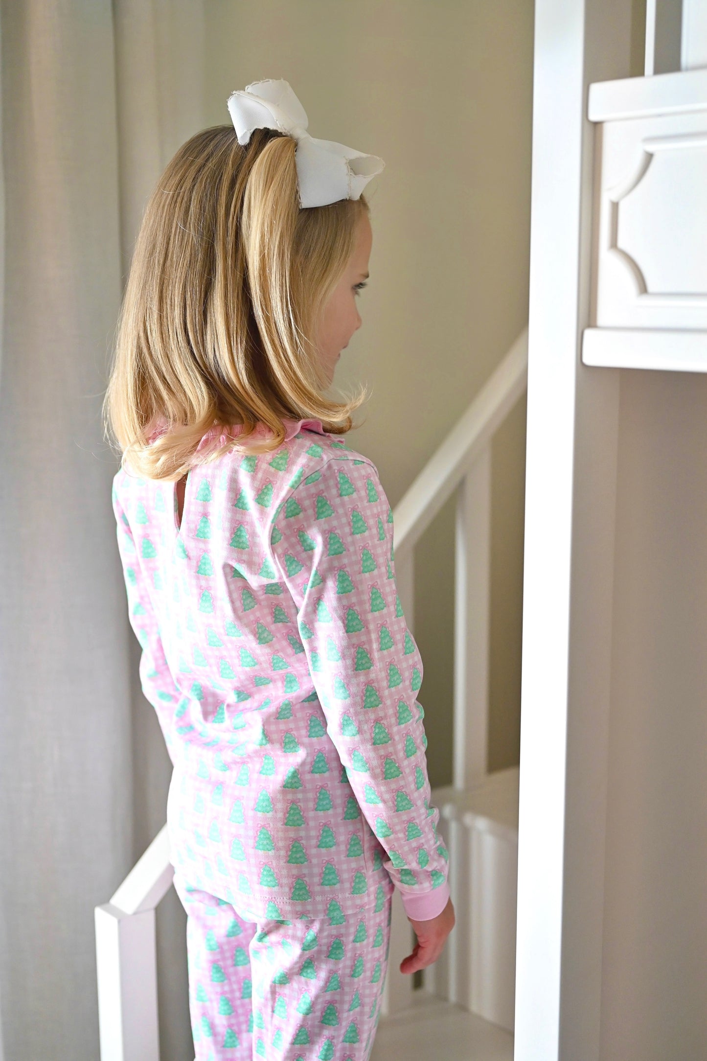 *PRE-ORDER* Two Piece Jammies - Pink Gingham Christmas Tree