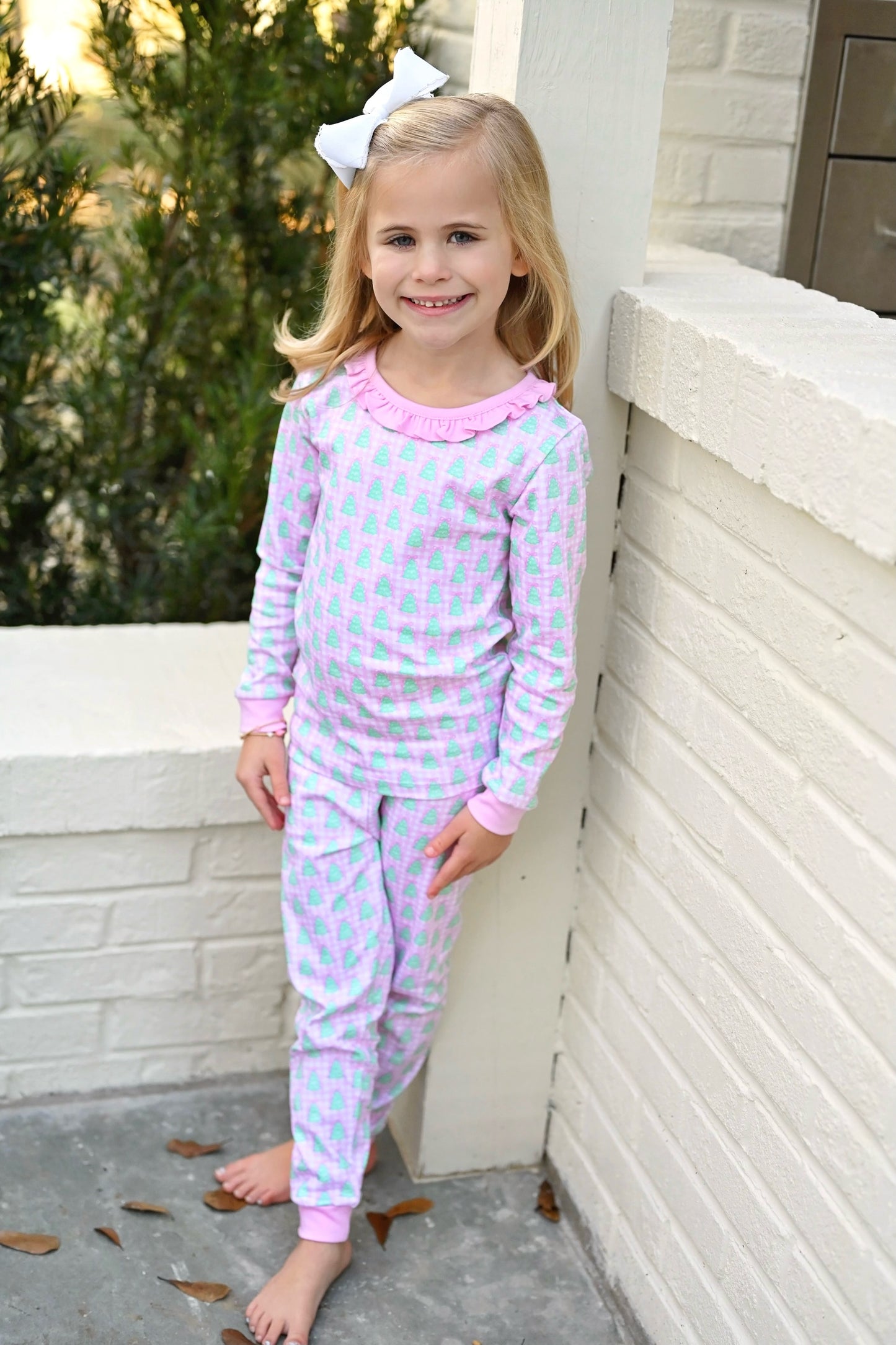 *PRE-ORDER* Two Piece Jammies - Pink Gingham Christmas Tree