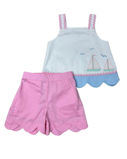 St. John Sailboats Applique Short Set