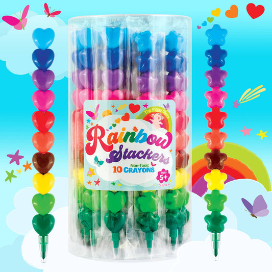 Rainbow Stackers | Heart and Star Shaped Stackable Crayons
