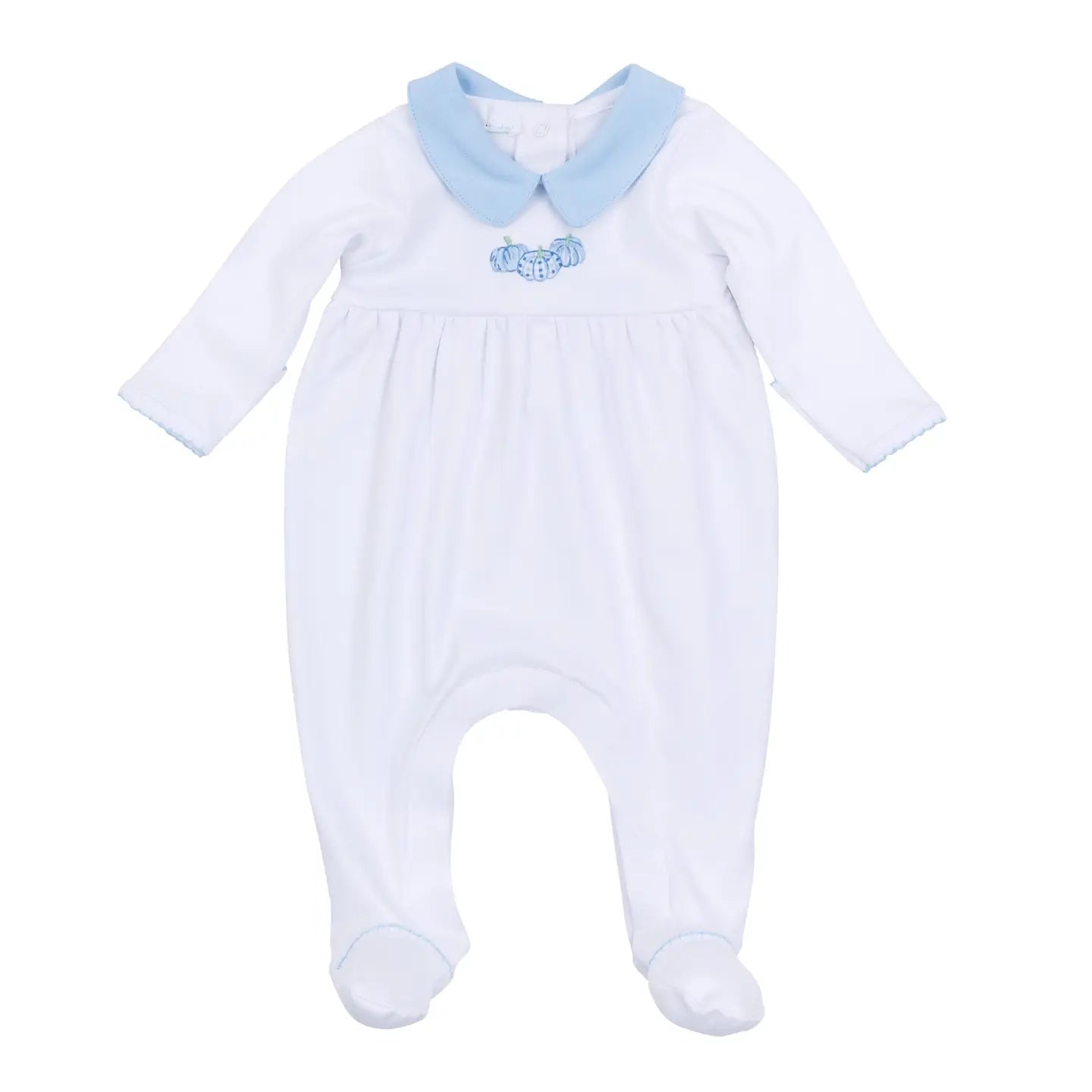 Precious Pumpkins Collared Footie - Light Blue