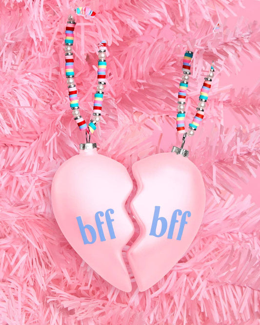 BFF Ornament - 2 piece split heart ornament Christmas Xmas Holiday Bff