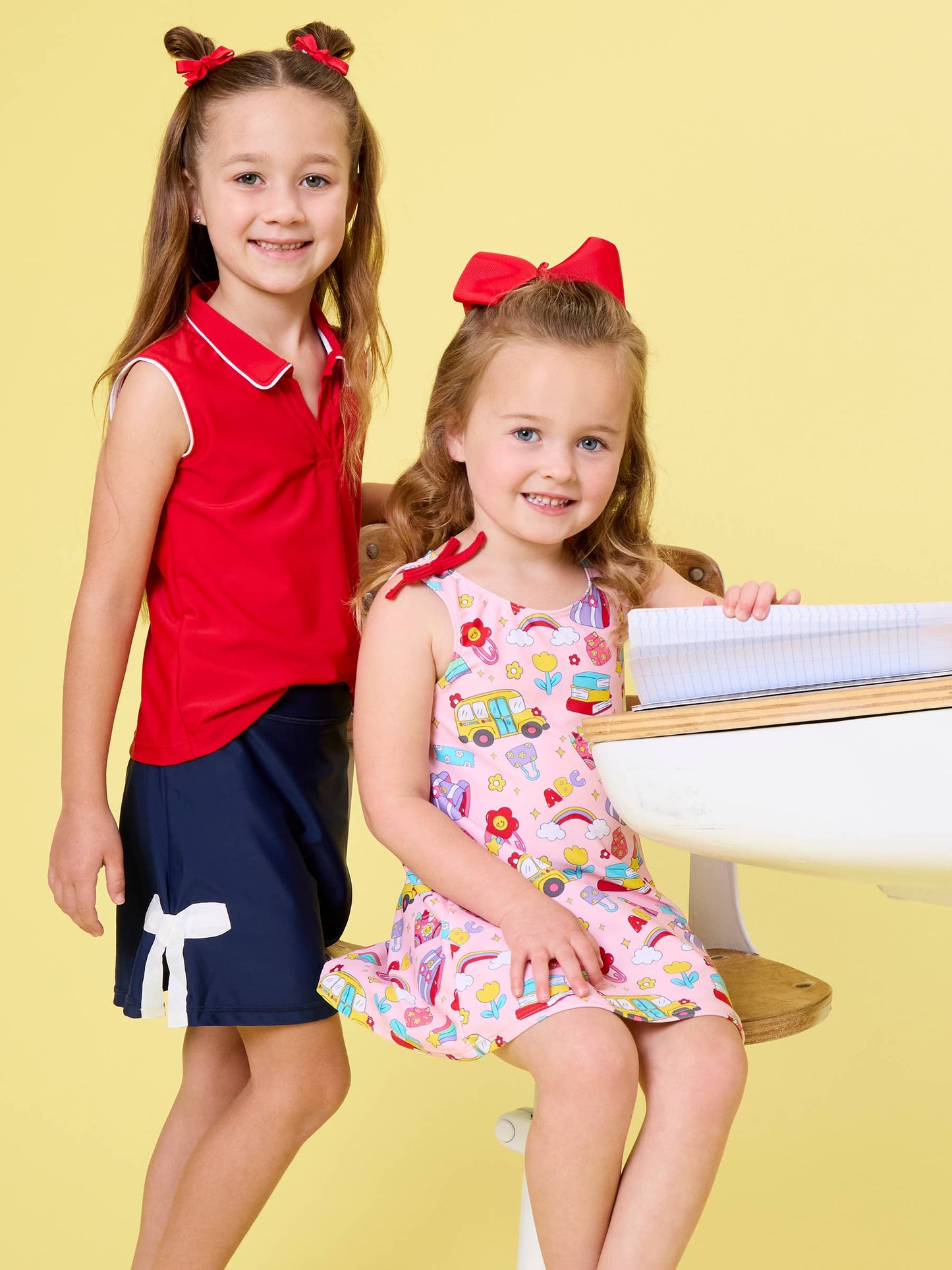 Girls Classroom Cutie Active A-Line Bow Dress & Bike Short Set