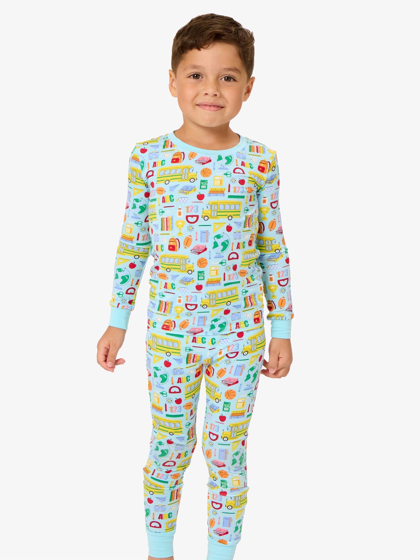 SoftSnooze™ Kids Bamboo Viscose Classroom Crew Long Sleeve Pajama Set