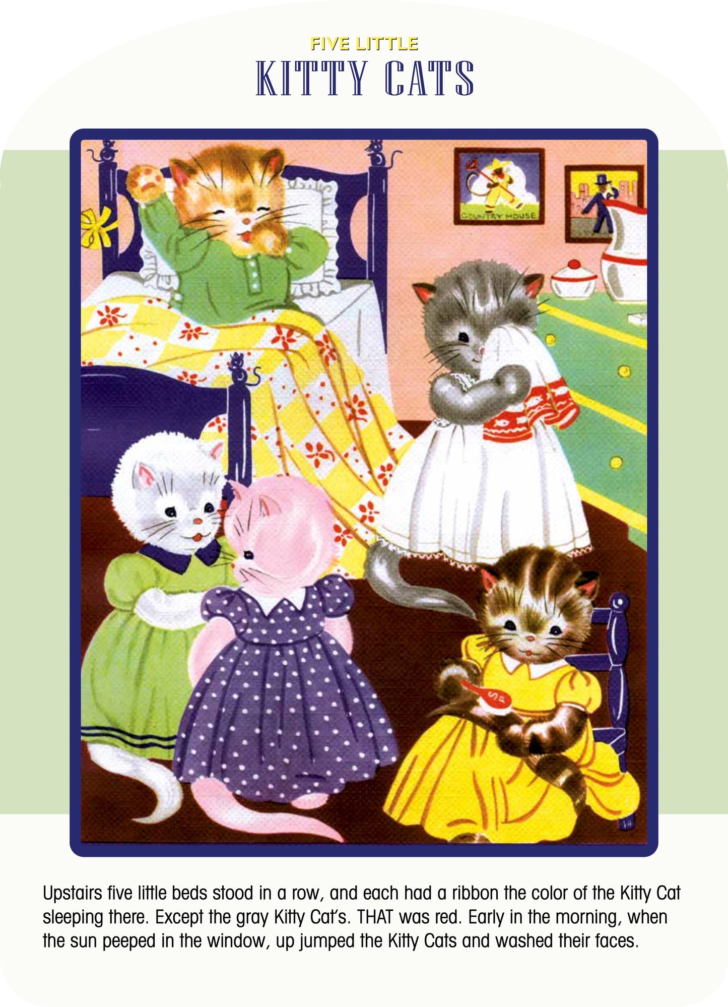 Five Little Kitty Cats- Children's Picture Book-Vintage