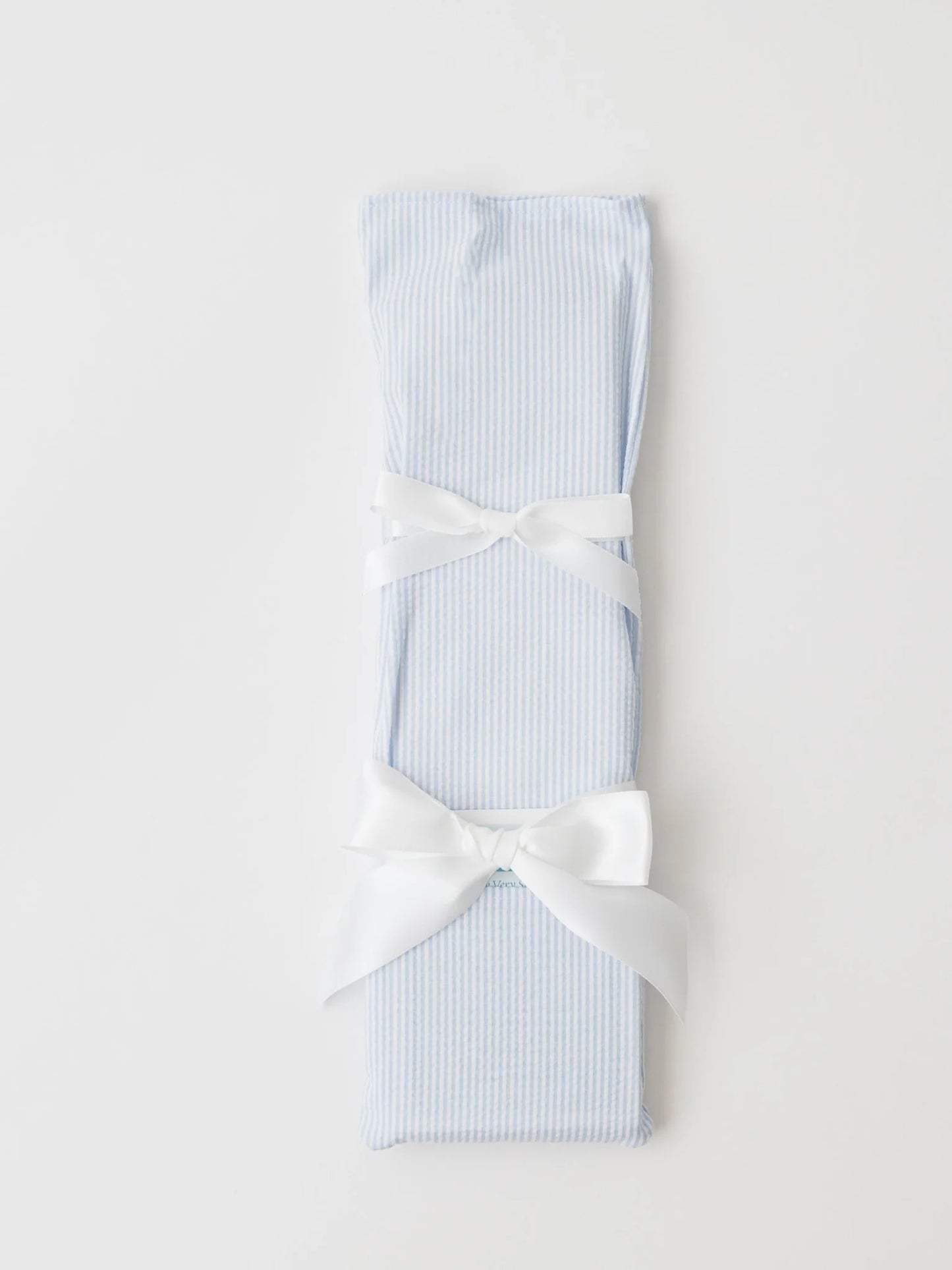 First Birthday Cake Knife - Blue Seersucker with White Ribbon