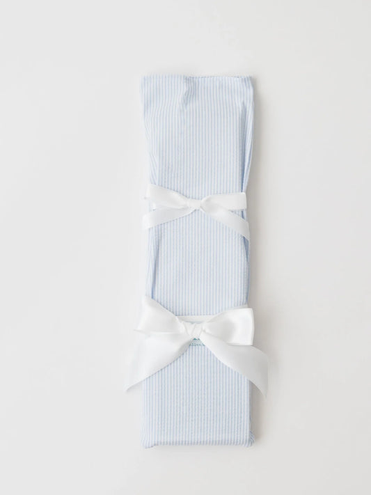 First Birthday Cake Knife - Blue Seersucker with White Ribbon