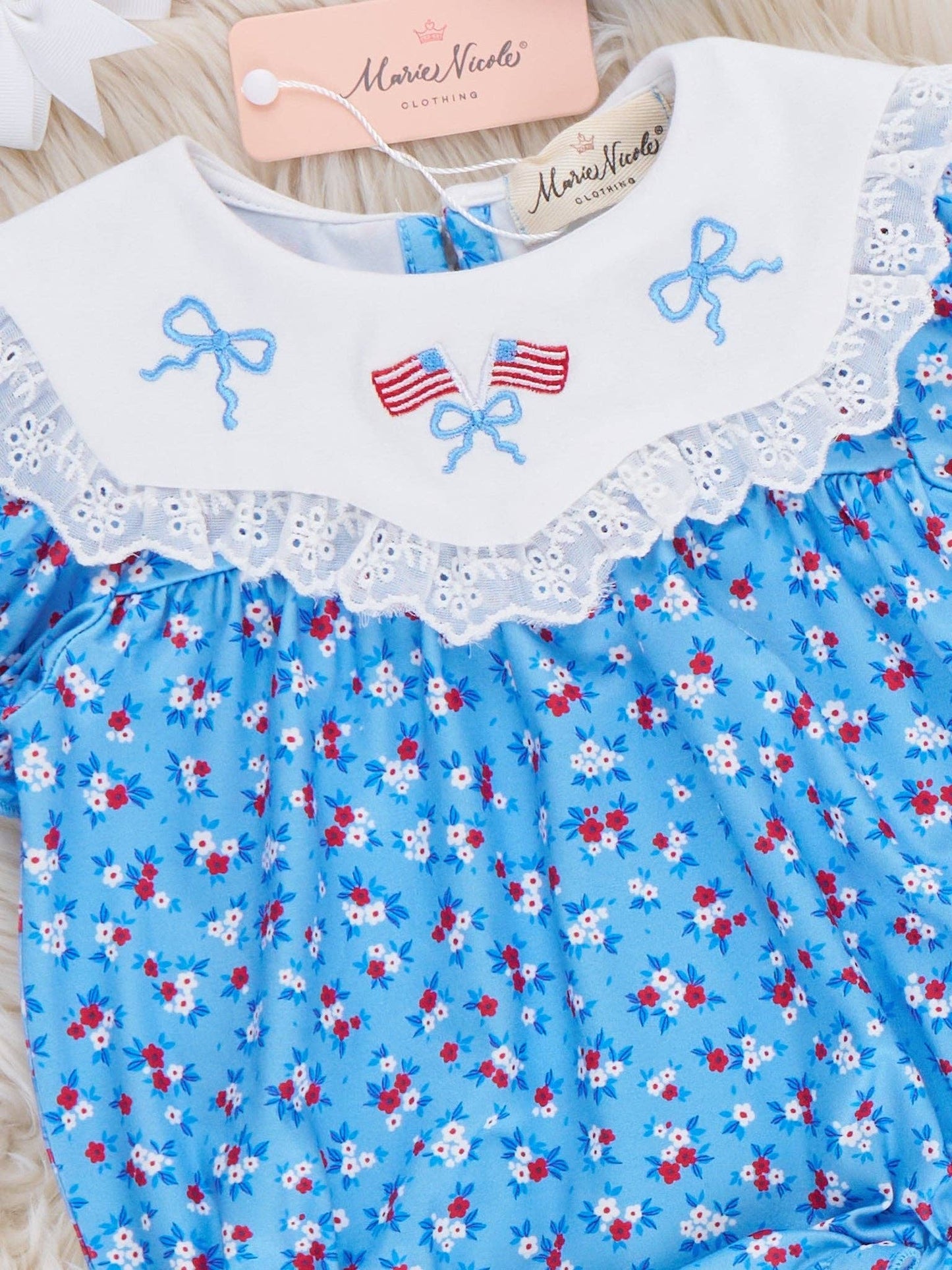 American Dreamer Embroidered Lace Ruffle Romper