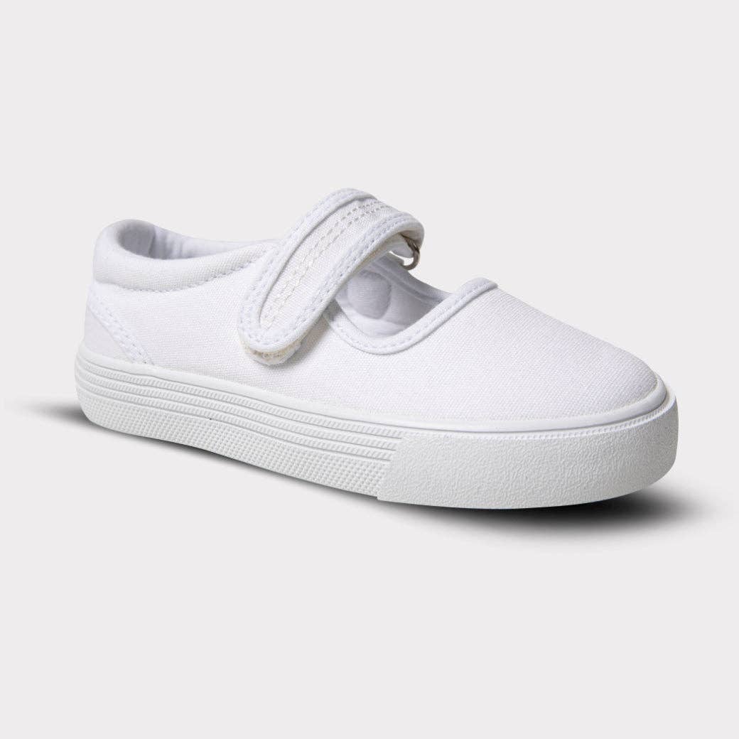 Jamie Girls Mary Jane Shoe- Tumbled White