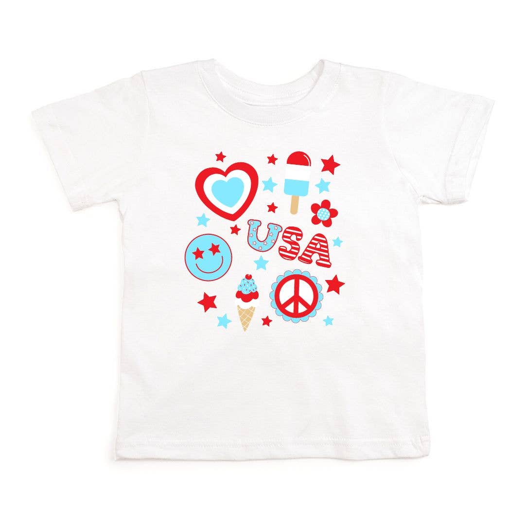 4th Of July Doodle Short Sleeve T-Shirt - Kids Clothes