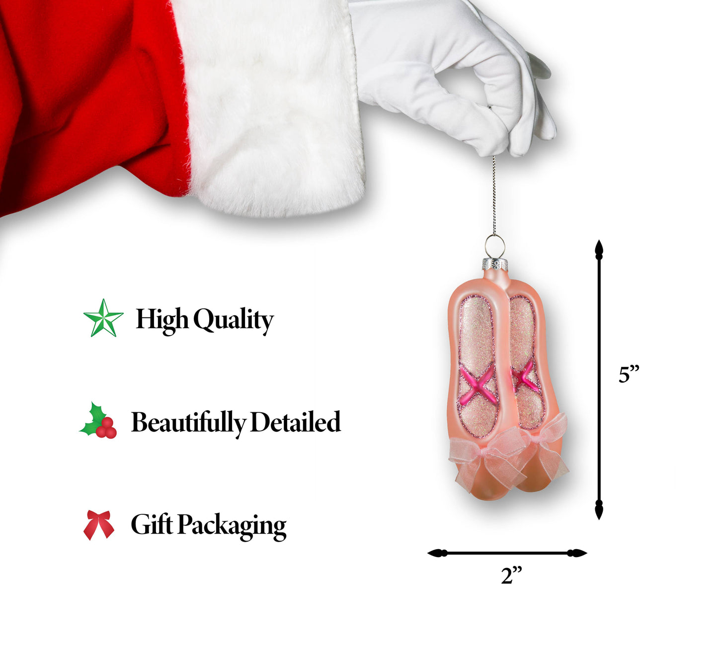North Star Christmas | Ballerina Slippers Glass Ornament