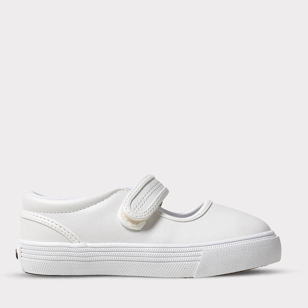 Jamie Girls Mary Jane Shoe- Tumbled White