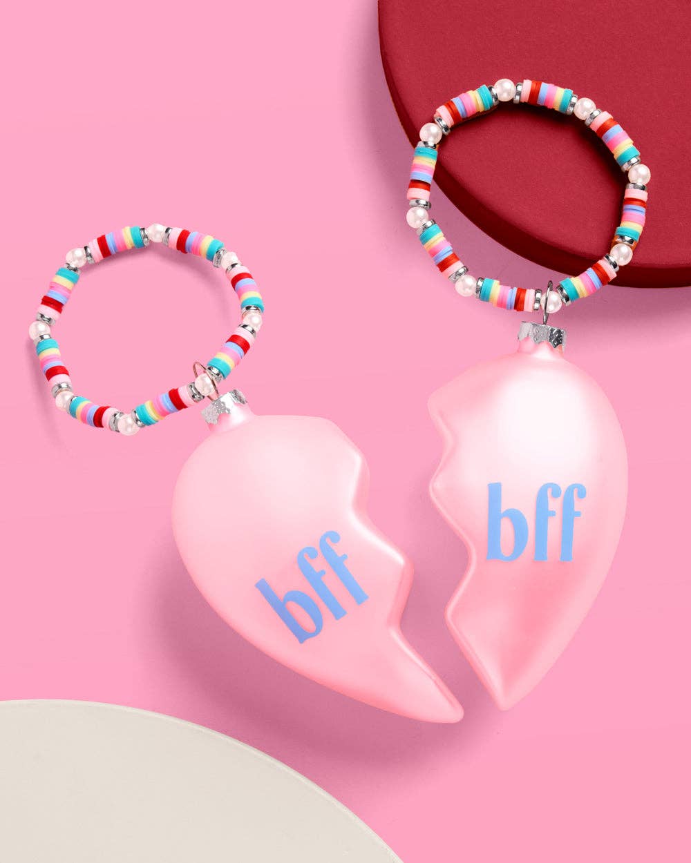BFF Ornament - 2 piece split heart ornament Christmas Xmas Holiday Bff