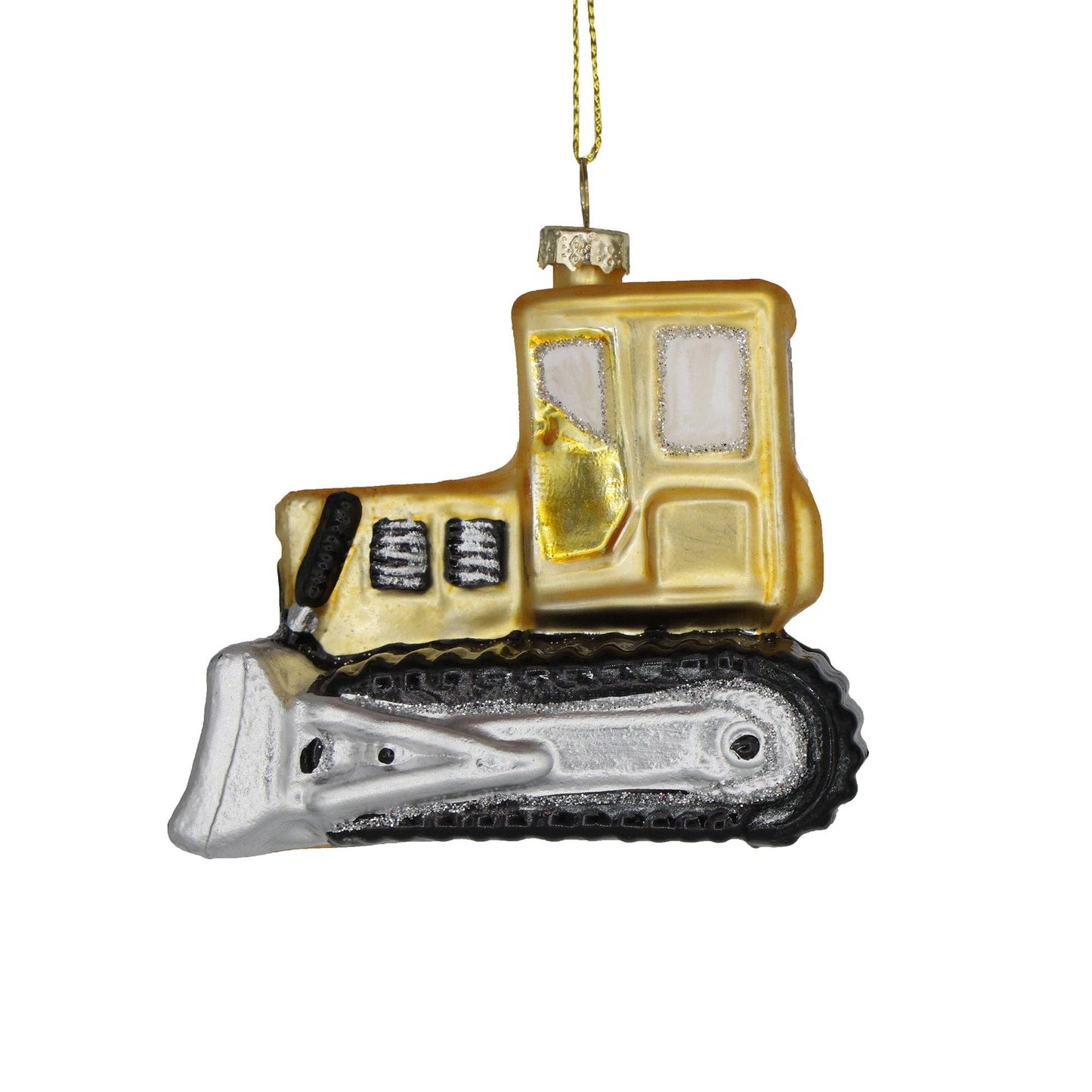 Bulldozer, Retro Handmade Glass Holiday Ornament Decor 2025