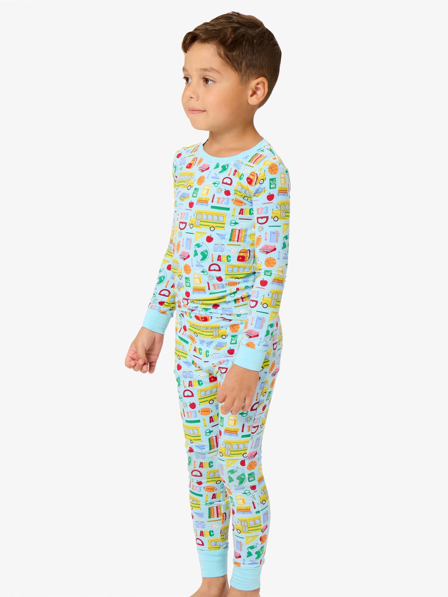 SoftSnooze™ Kids Bamboo Viscose Classroom Crew Long Sleeve Pajama Set