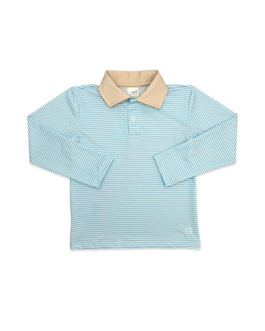 Parker Polo LS - Cotton Candy Blue, Sandstone Khaki