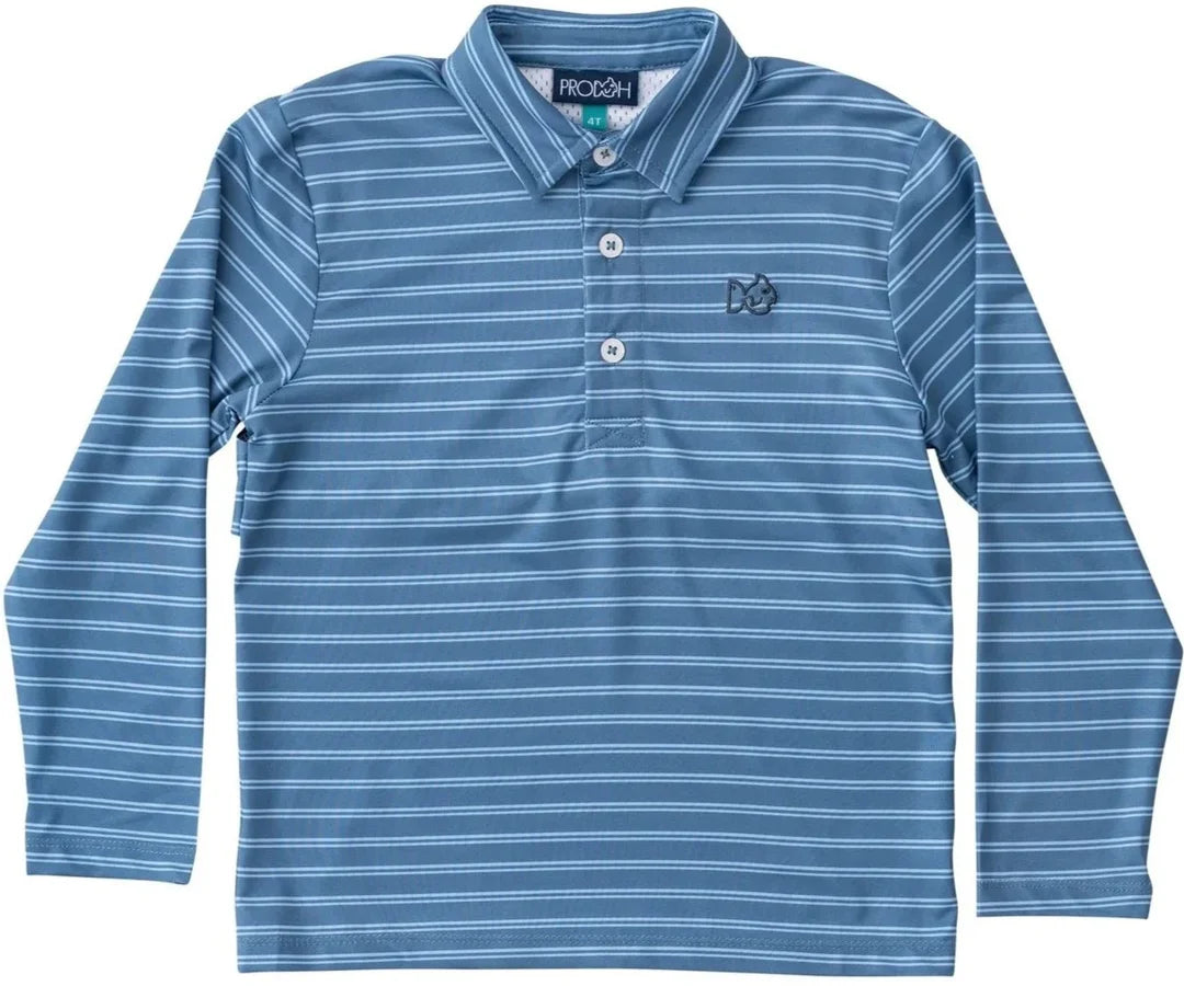 LS Pro Performance Polo - Bluefin and Powder Blue Stripe