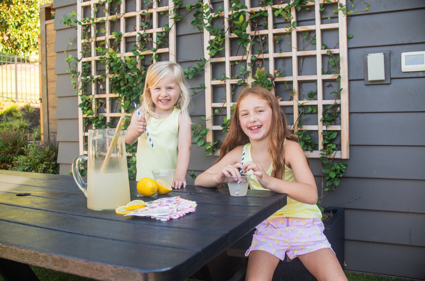 Girl's Beach Cruiser Short - Pink Frosting Lemon Stripe