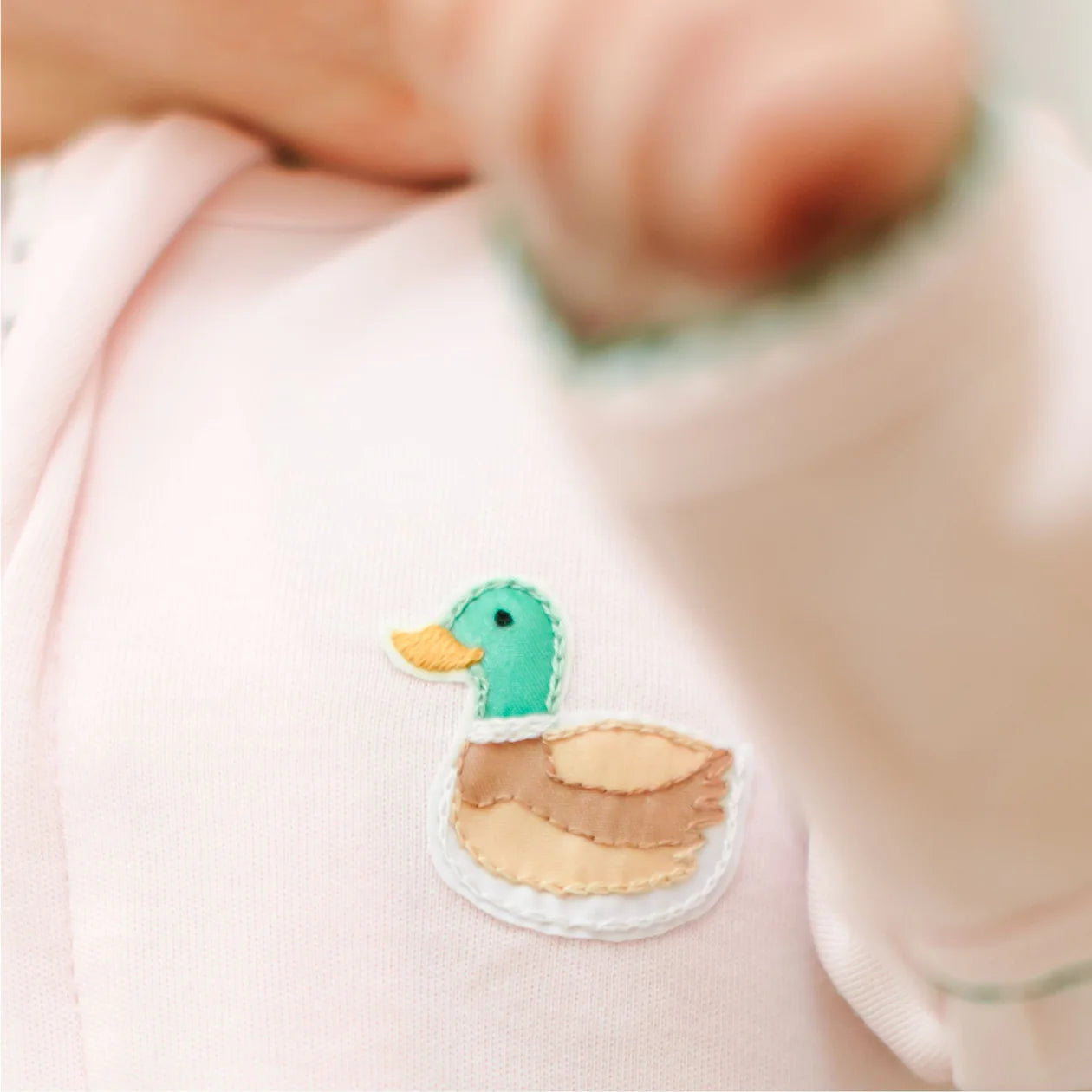 Mallard Embroidered Ruffle Zip Footie - Pink