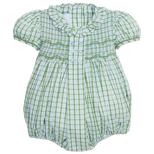 Smocked Bridget Bubble - Leland Plaid