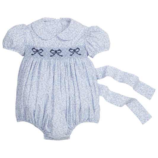 Smocked Peter Pan Bubble- Blue Vinings