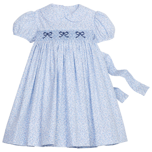 Smocked Peter Pan Dress- Blue Vinings