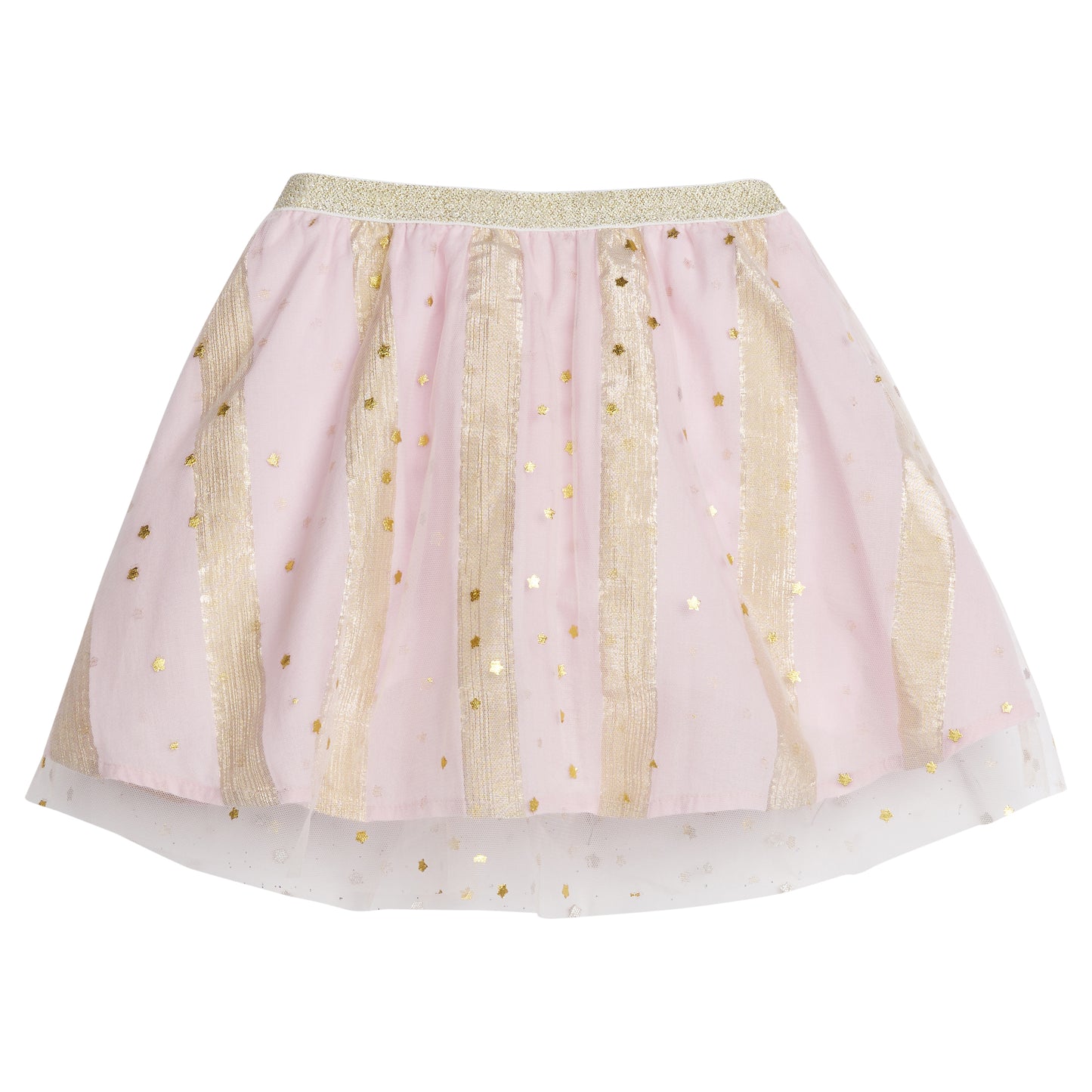 Tulle Circle Skirt- Pink Metallic Stripe/Stars