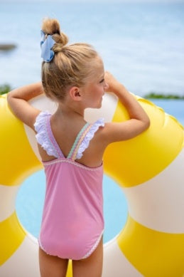 Long Bay Bathing Suit -Hamptons Hot Pink/Multicolor