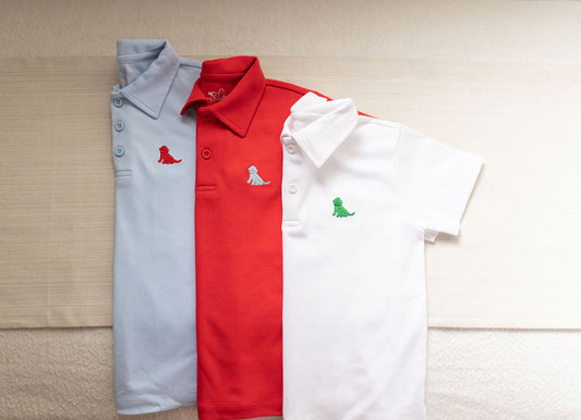 *PRE-ORDER* Red with White Puppy Polo