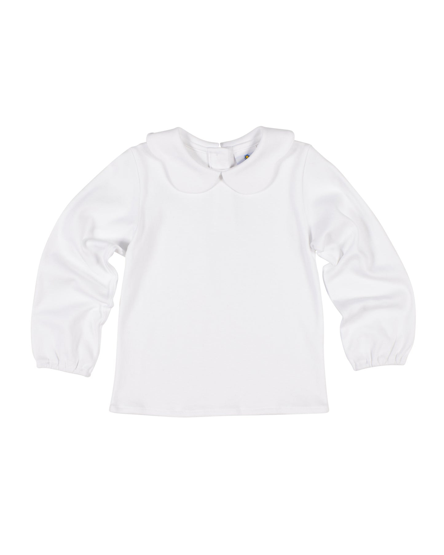 White Long Sleeve Blouse w/ Scallop Collar