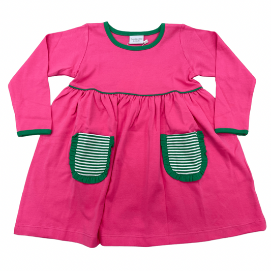 Popover Dress w/ Pockets - Hot Pink w/ Green accents