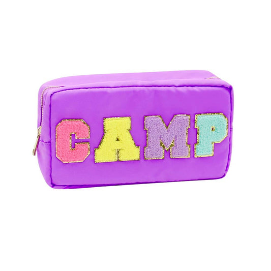 Varsity Collection Nylon Cosmetic Bag Purple Camp Chenille