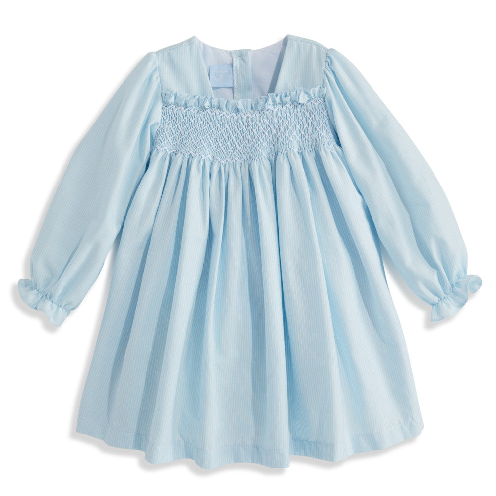 Smocked Lucille Dress - Blue Stripe