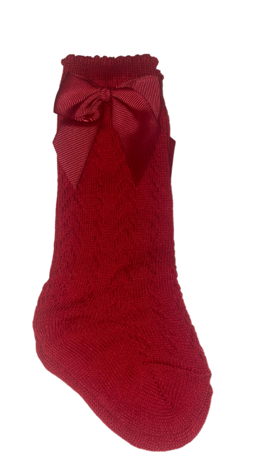 Cable Knit Sock W/ Bow